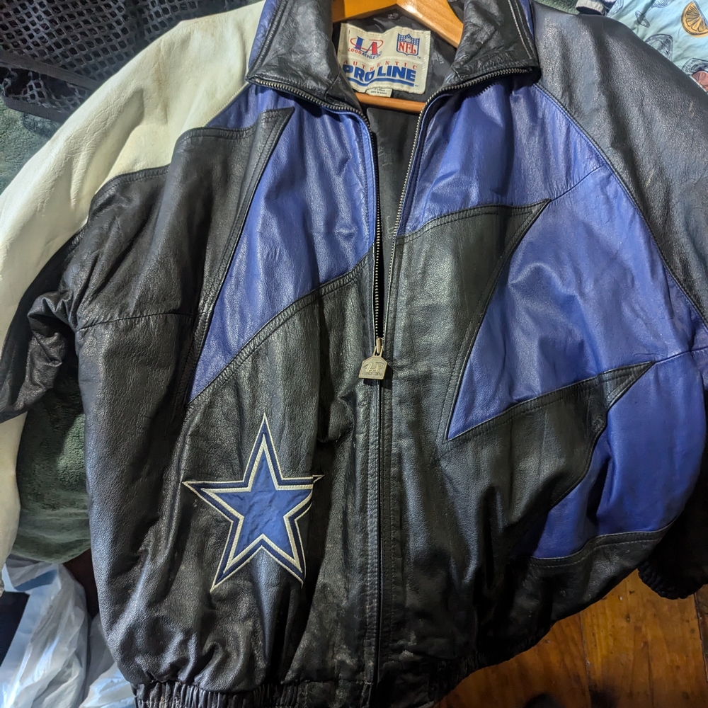 Pro Line Men's Black & Blue Leather Bomber Jacket
